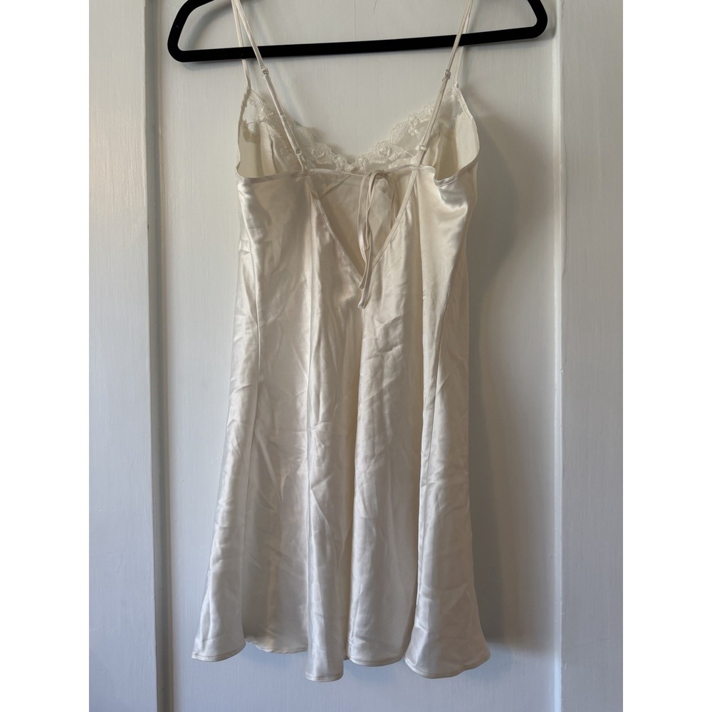 Victoria's Secret Vintage Y2K Ivory Satin Slip Dress Lace Trim Open Back Small - Picture 4 of 8